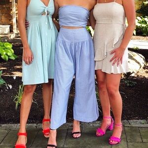 Blue Pinstriped Jumpsuit